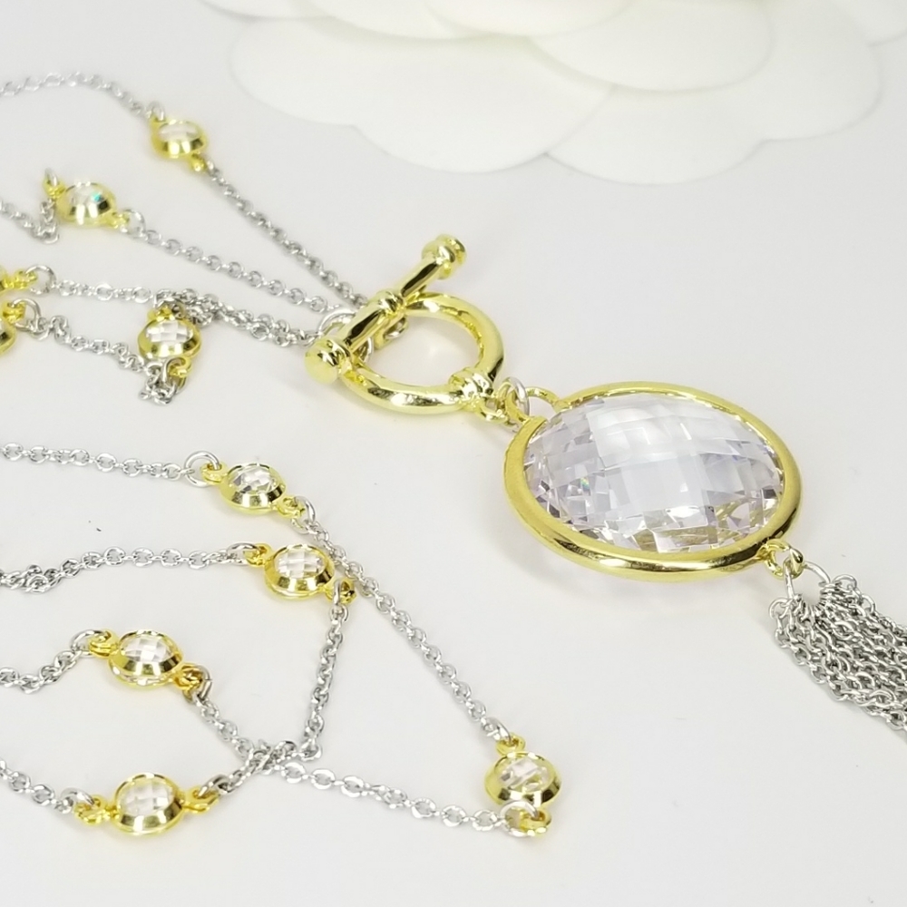 2 Ways Tassel CZ by the Yard Necklace NWT - Picture 3 of 12